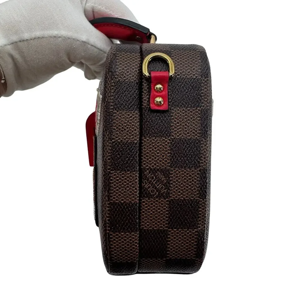 Louis Vuitton LV Damier Ebene Stories Box Trunk Crossbody Bag W/Patches Full Set